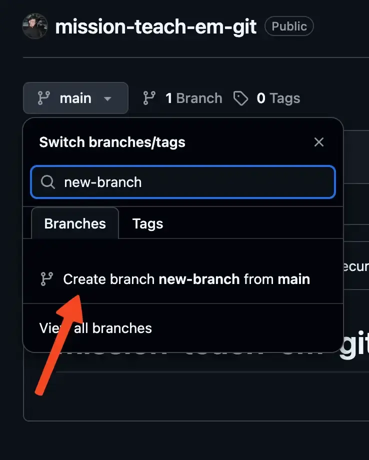 Creating a branch on GitHub