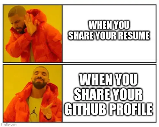 Sarcastic meme depicting companies preferring GitHub Profiles over resumes.