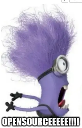 A minions meme highlighting the open source feature comically