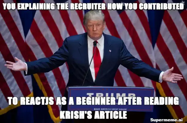 Meme depicting people contributing to ReactJs after reading this article.