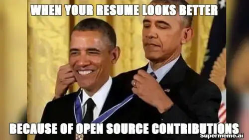 Meme depicting the pride of contributing to Open Source