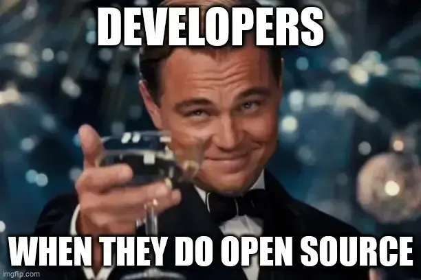 Meme depicting the pride of contributing to Open Source