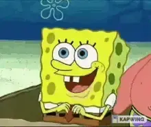 Spongebob making a rainbow with his hands that says "Open Source"